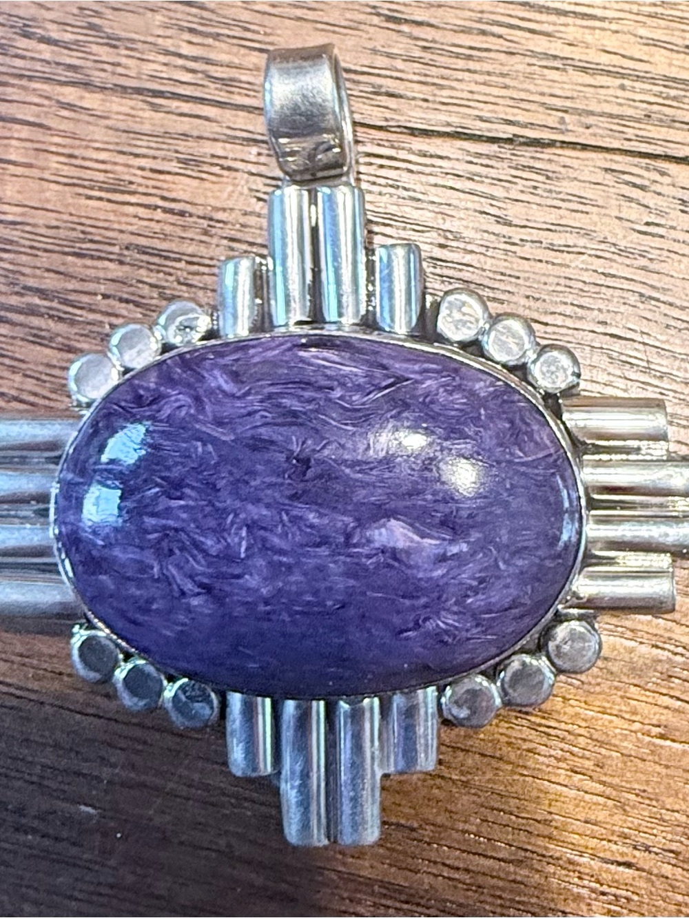 Sterling Silver Pendant Charoite Stone